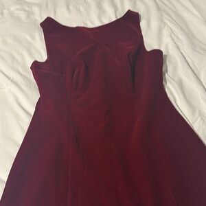 Red velvet mini dress